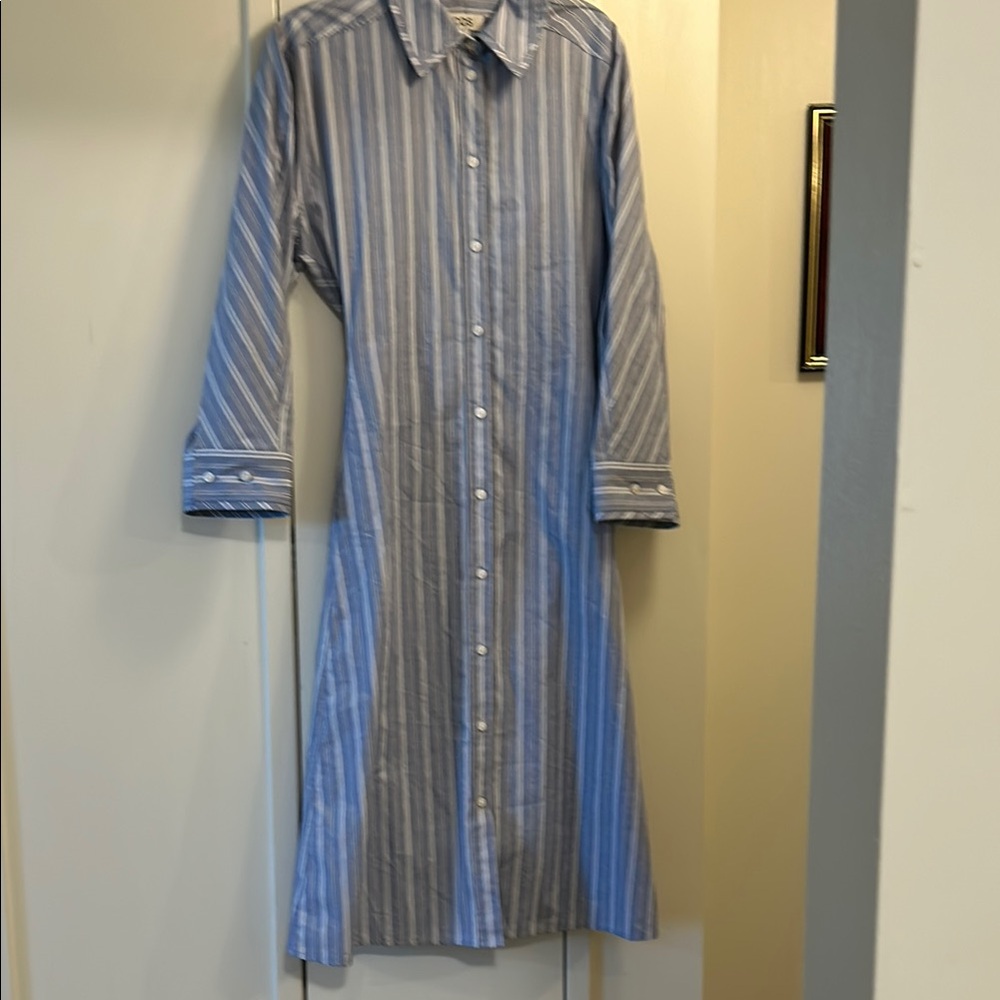 COS. Blue and White Striped Button-Up Dress NWOT